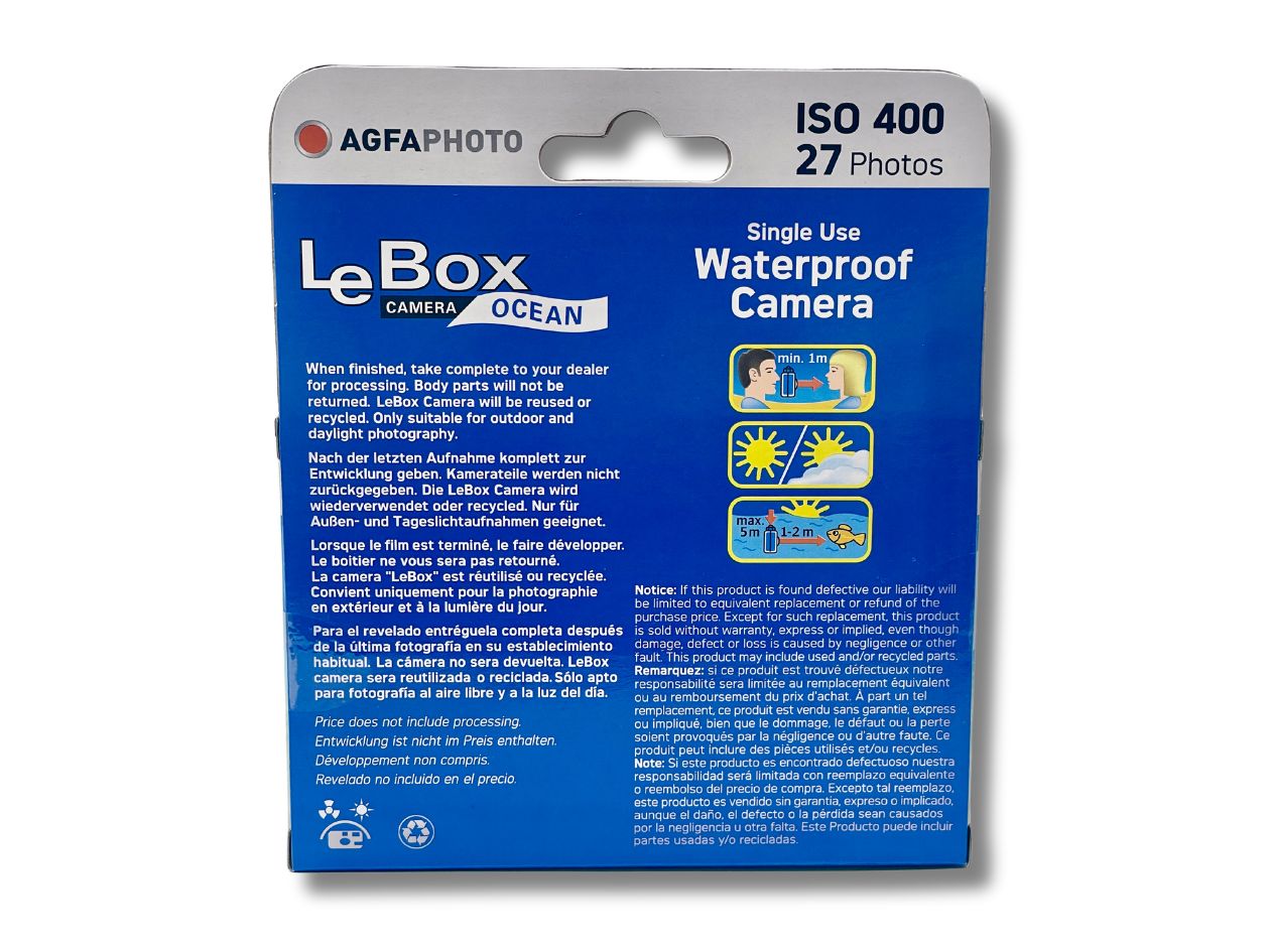 AgfaPhoto LeBox Ocean - Disposable Camera - Back of Box