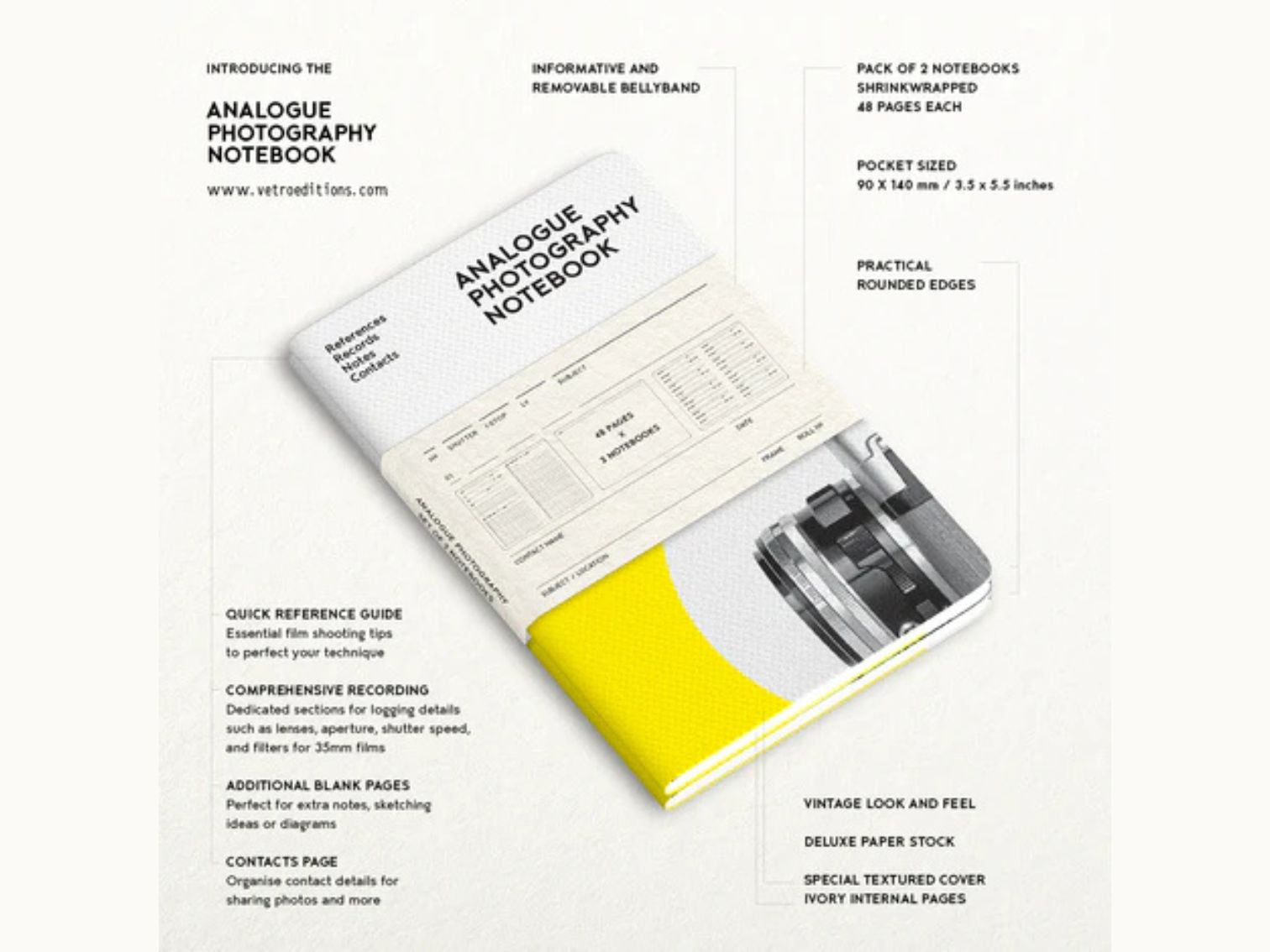 Analogue Photography Notebook - TWIN PACK - Features