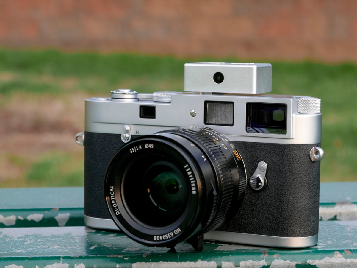 Keks KM02 chrome version - mounted on a film camera