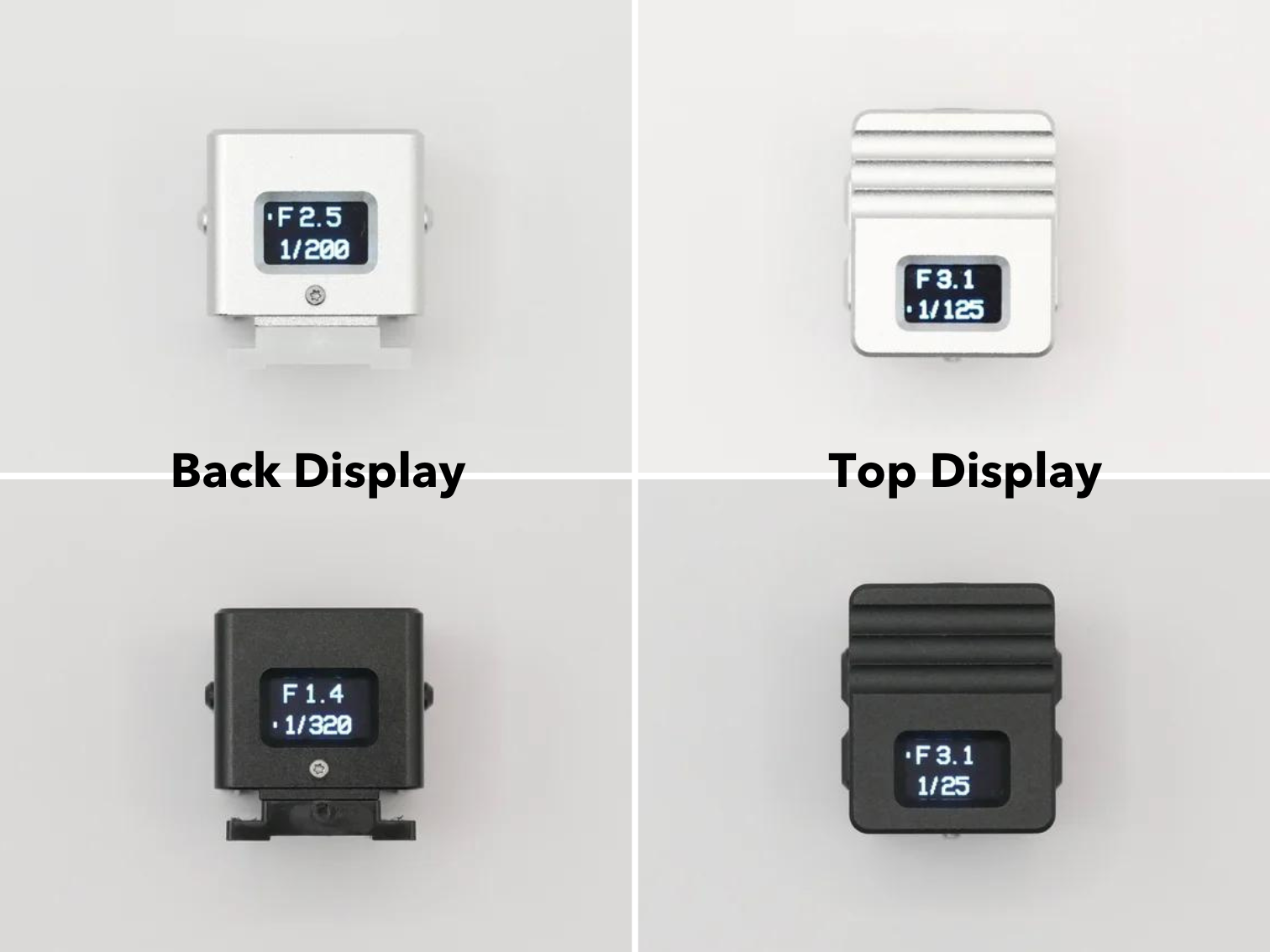 Keks KMQ - the compact modern light-meter for film cameras - showing the different orientations