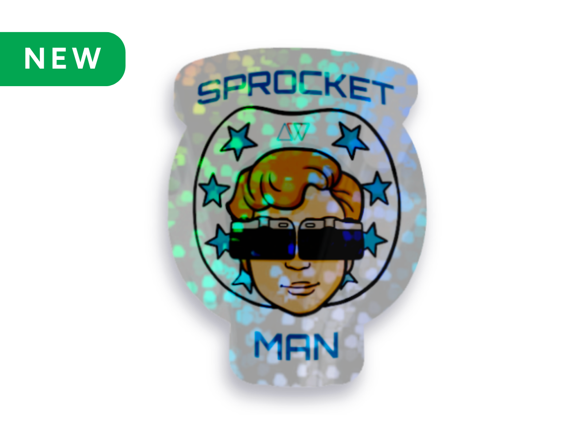 Limited Edition 'Sprocket Man' Die Cut Sticker - Glitter