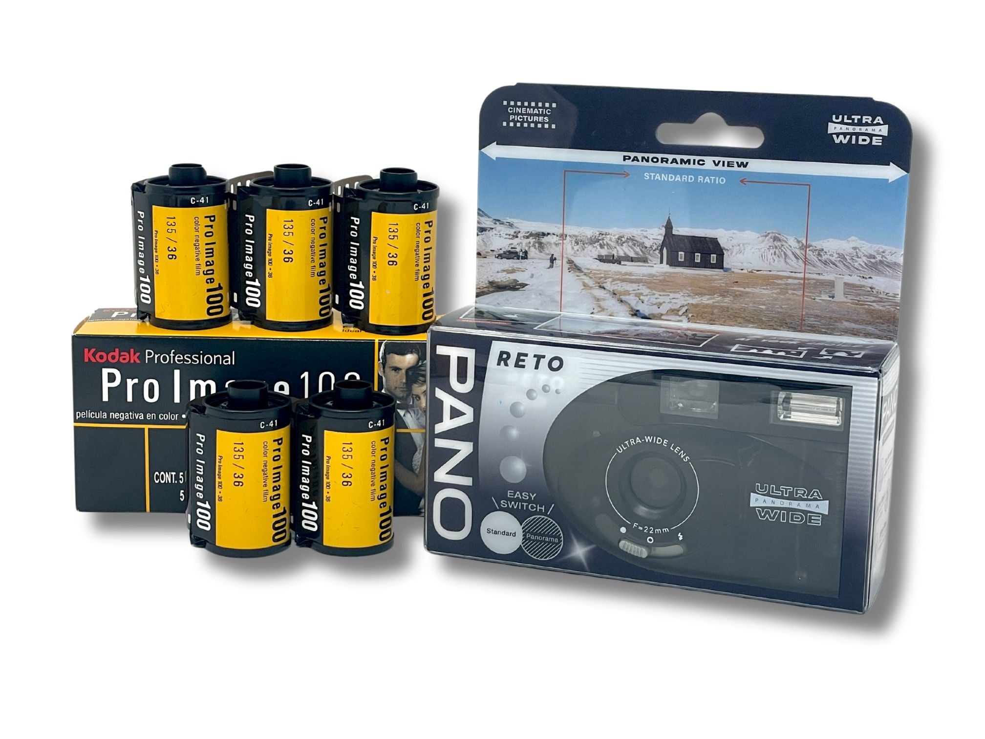 Reto Pano Camera + Kodak Pro Image 100 Film Bundle (5 Rolls)
