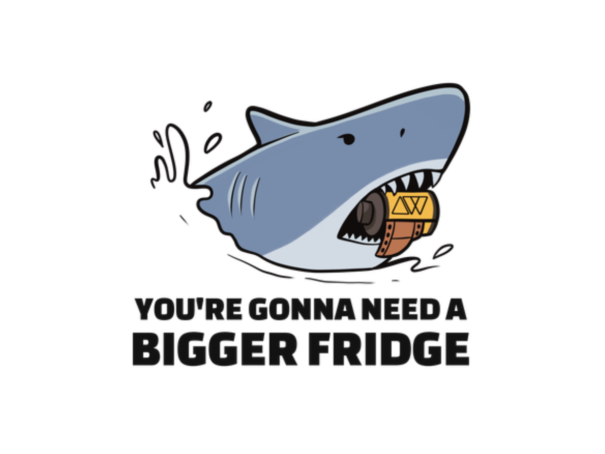 'You're Gonna Need A Bigger Fridge' Shark Die Cut Vinyl Sticker - Glossy
