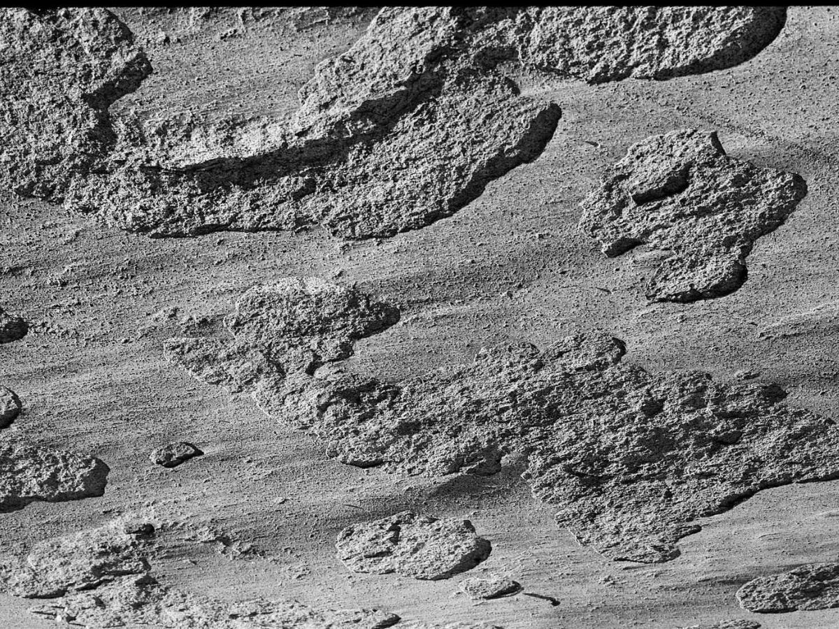 Close-up of rocky terrain on a celestial body