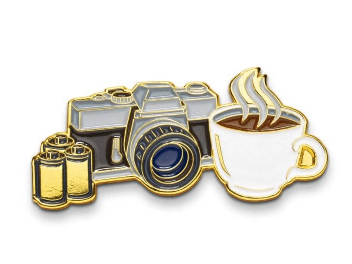 Coffee and Camera - CHROME - Film Photography Pin - Analogue Wonderland - 1