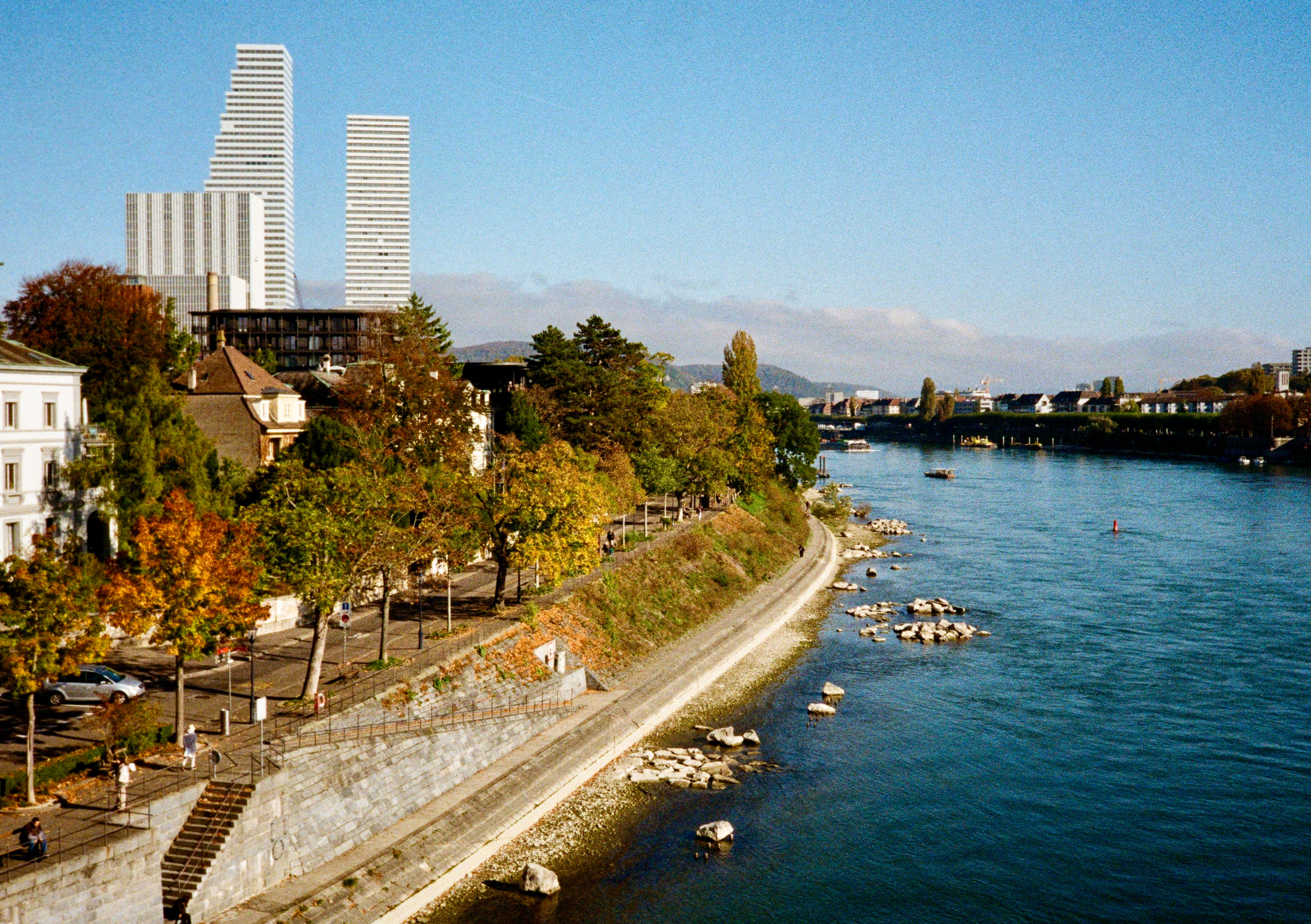 Sample photo of river in Basel shot on Kodak Gold 35mm film