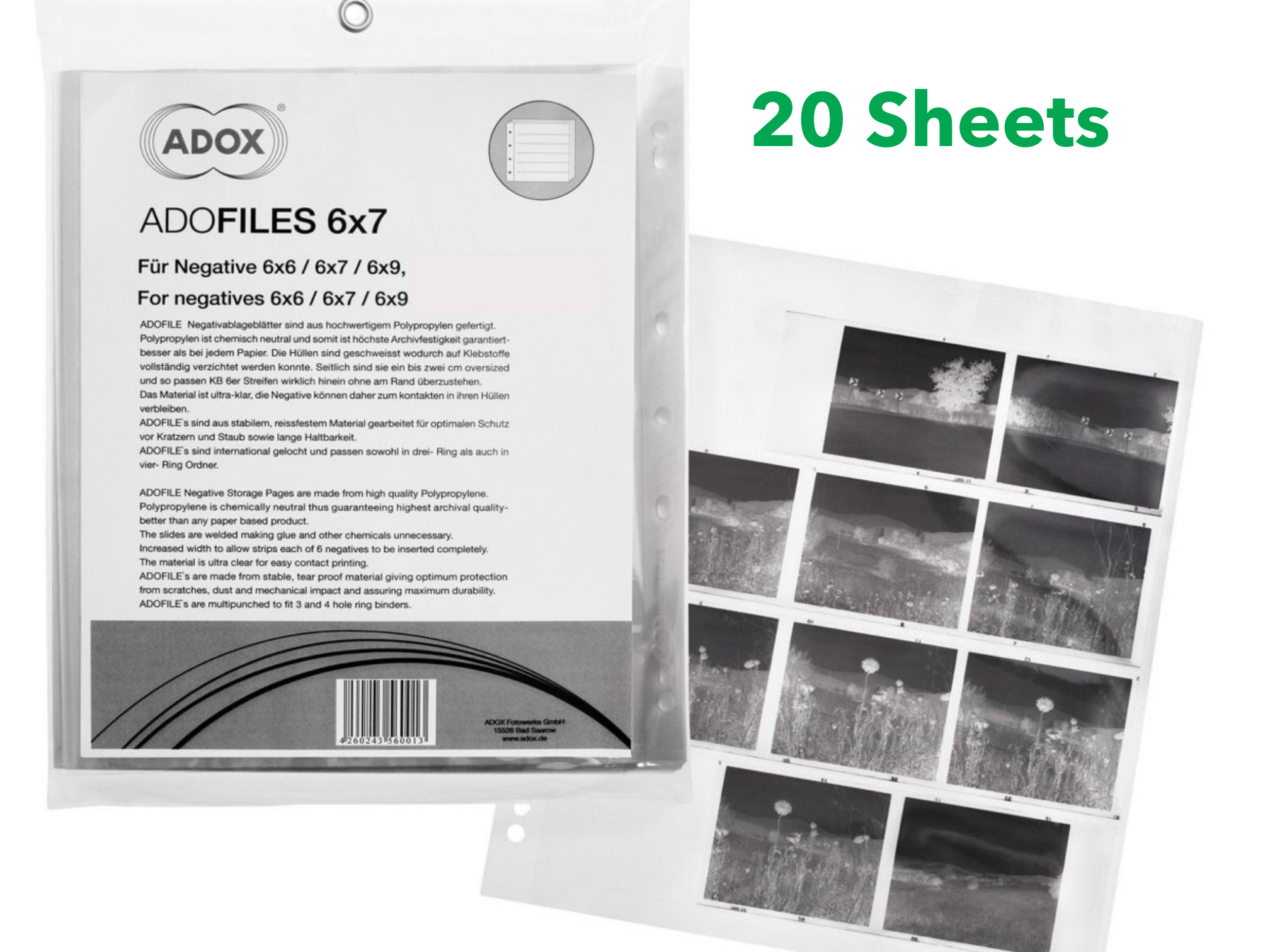 Adox Archival Negative Sheets - 120 - 20 sheets