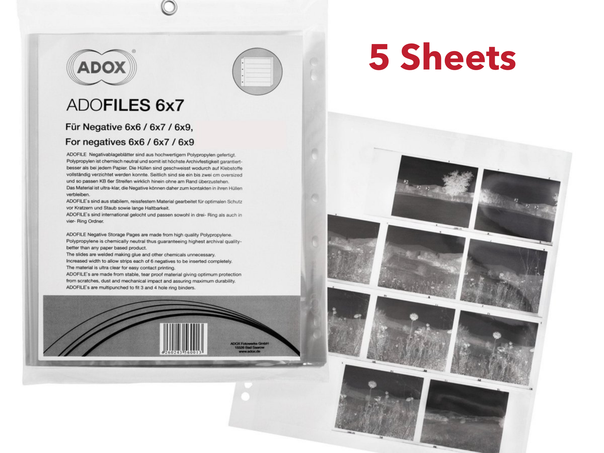 Adox Archival Negative Sheets - 120 - 5 sheets