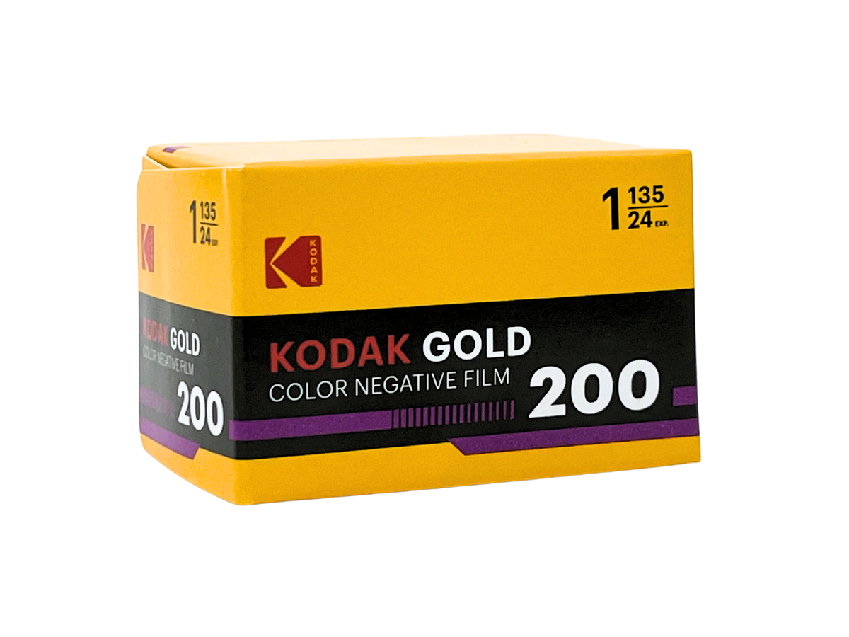 A box of Kodak Gold 200 Color Negative Film, size 135mm (35mm), shown on a clean white background.