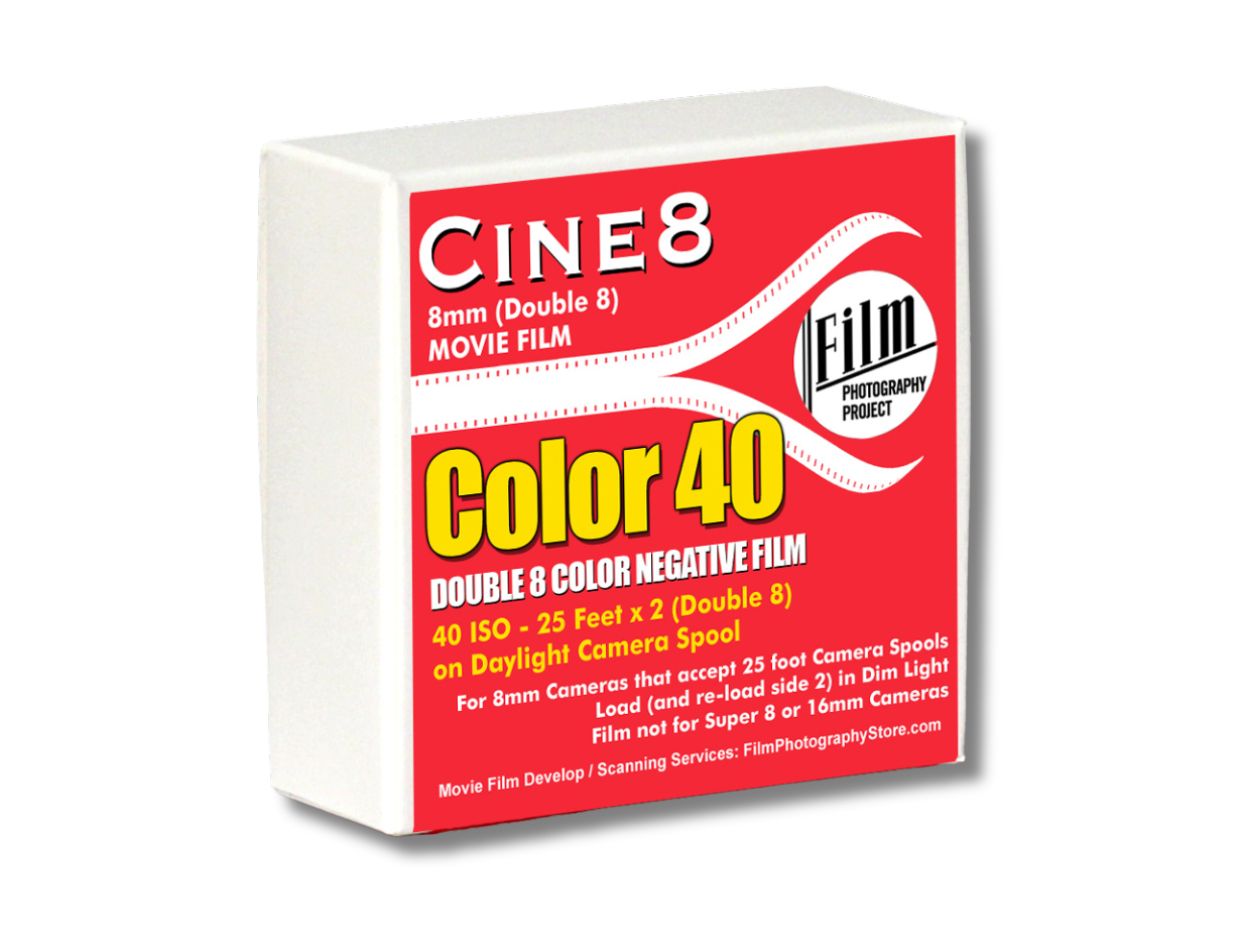 FPP Cine8 Color Negative 40D - Double 8mm Movie Film - 25ft