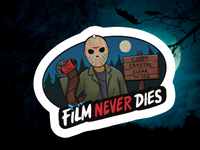 'Film Never Dies' Camp Crystal Clear DIE Cut Vinyl Sticker - Glossy