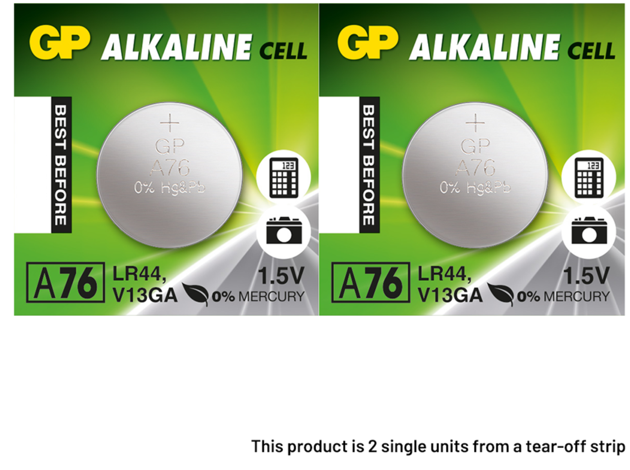 GP LR44 Button Cell Batteries - 2 Pack