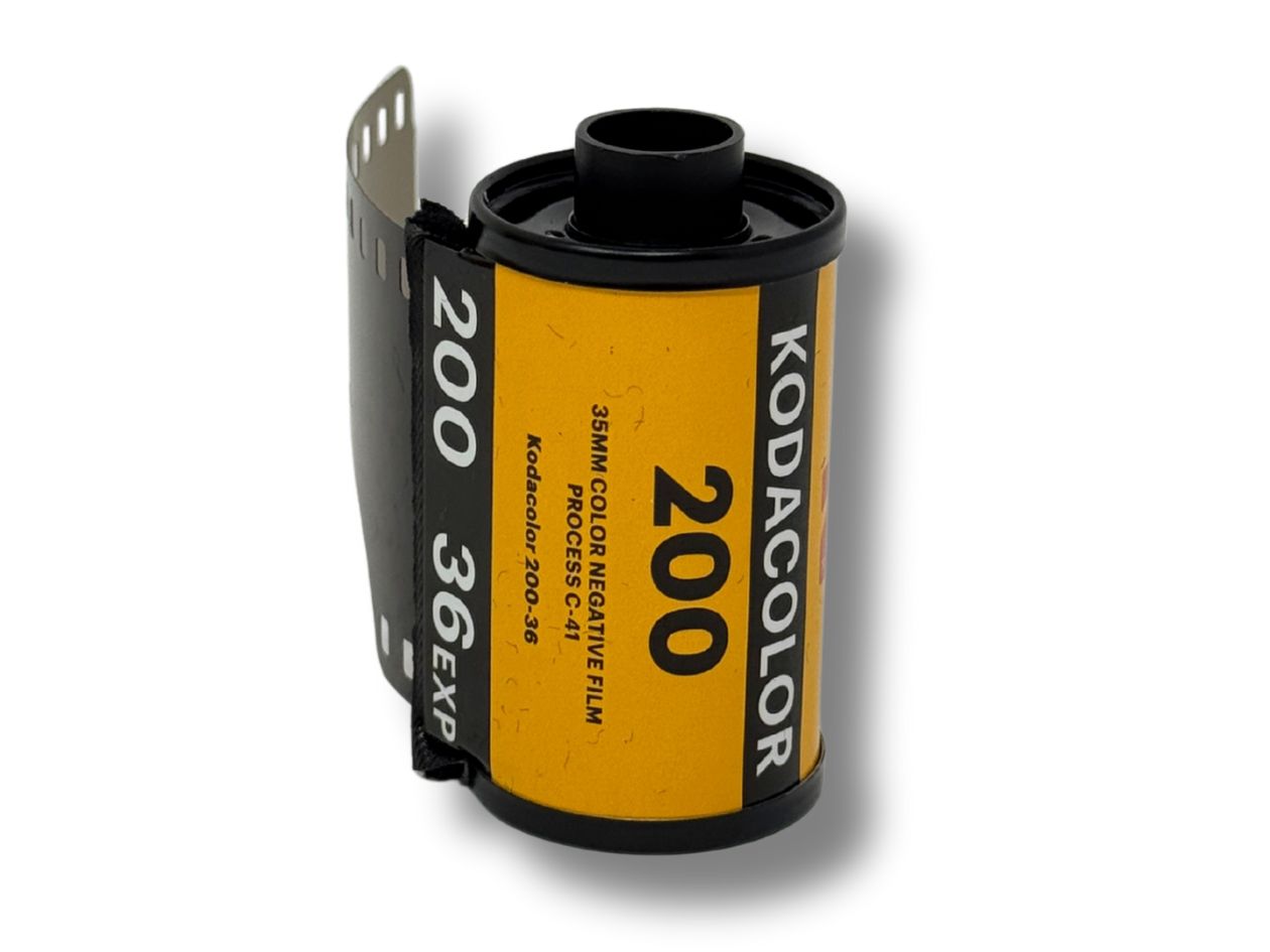 KODACOLOR 200 film cassette on a white background.