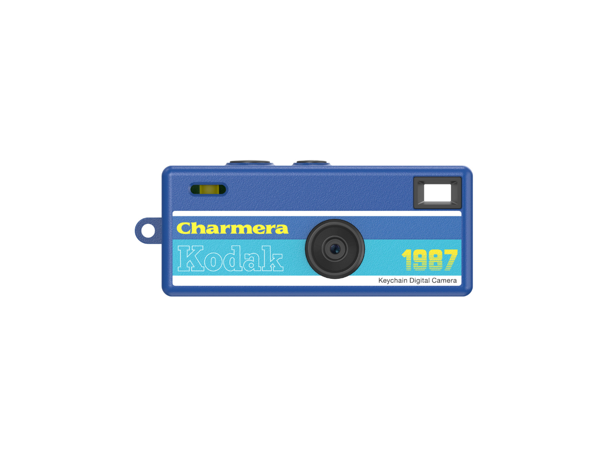 Blue Kodak digital camera with 'Kodak' branding on a white background