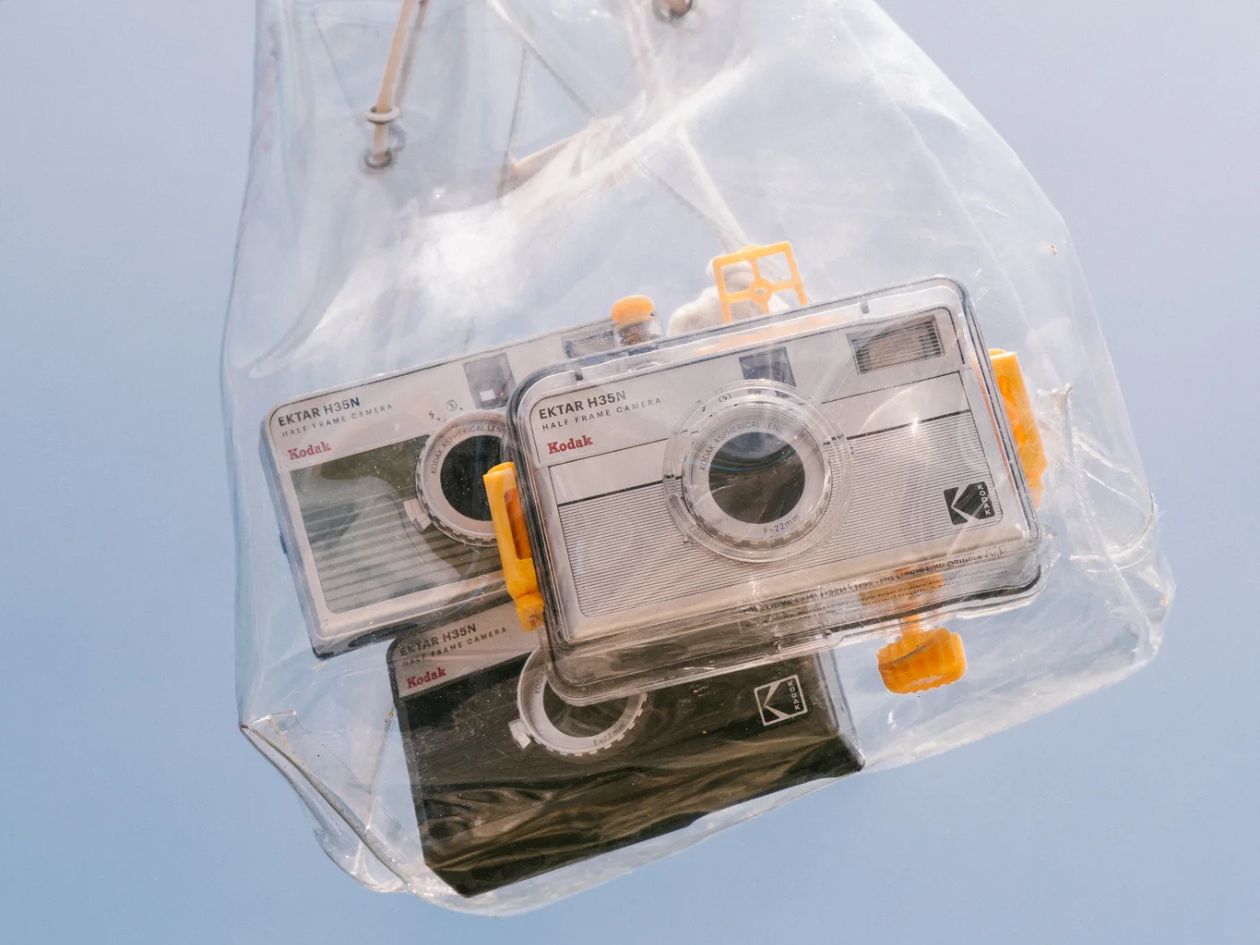 Kodak Ektar H35N & H35 Waterproof Case - Lifestyle H35N Cameras in Clear Bag