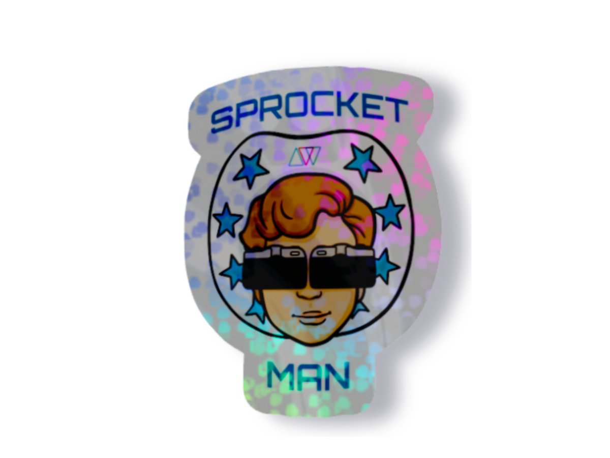 Limited Edition 'Sprocket Man' Die Cut Sticker - Glitter