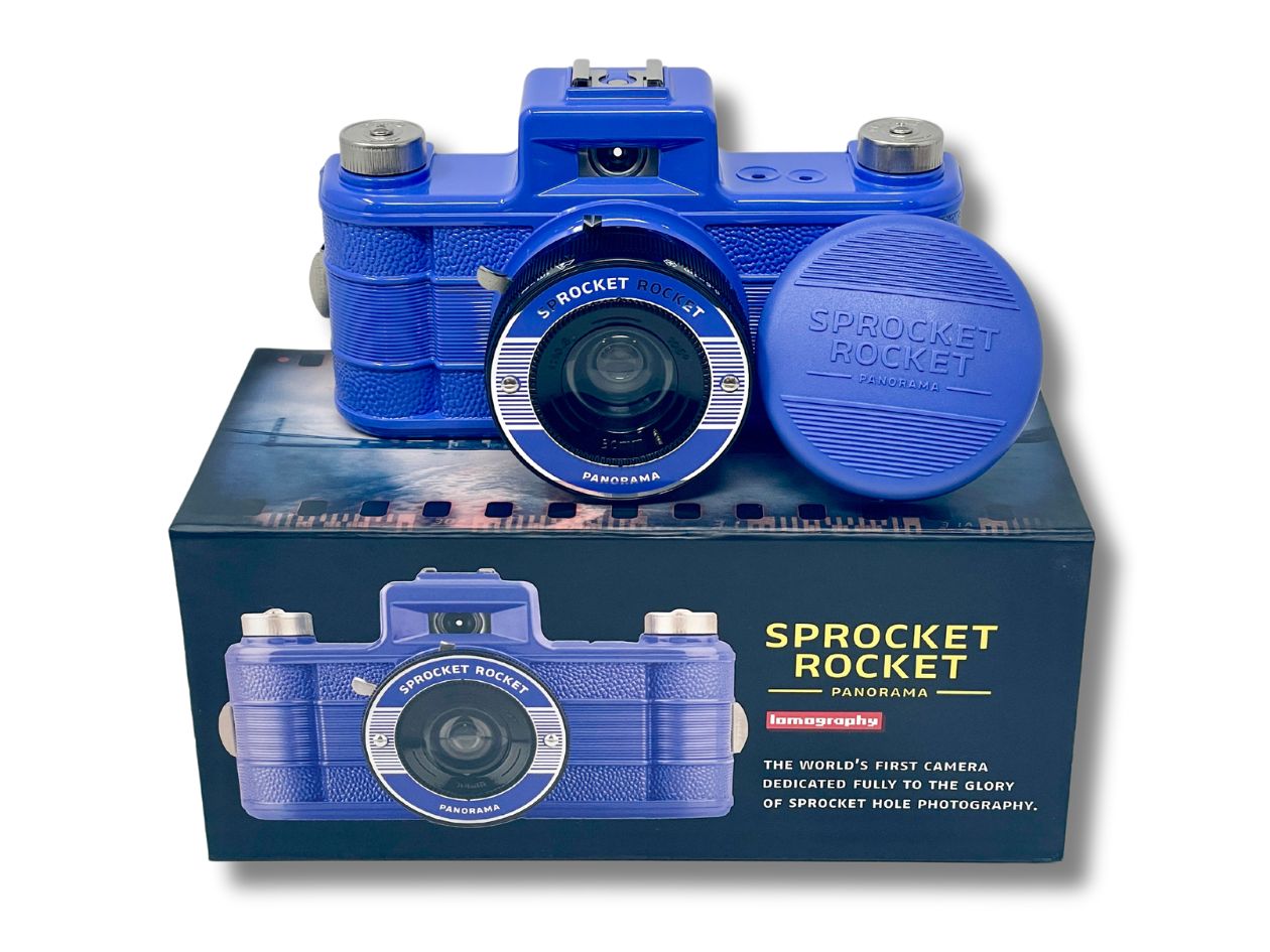 Lomography Sprocket Rocket Black - 35mm Film Camera - Blue With Box