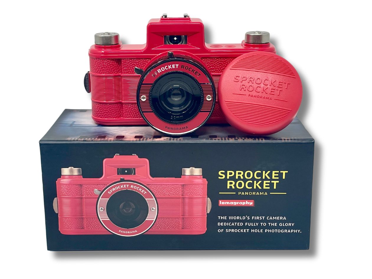 Lomography Sprocket Rocket Black - 35mm Film Camera - Red with Box