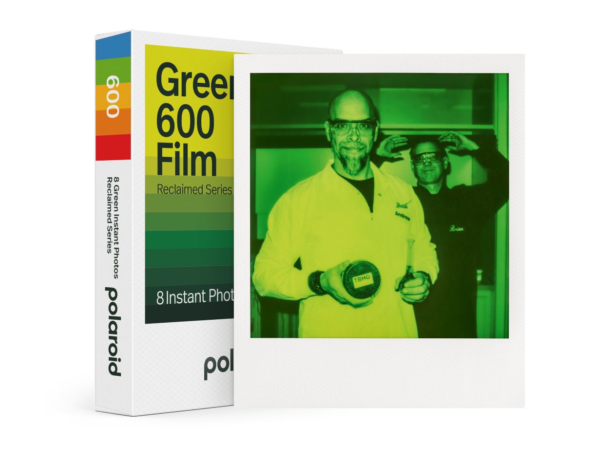 Polaroid 600 Film - Green (Reclaimed Series) - Box & Polaroid