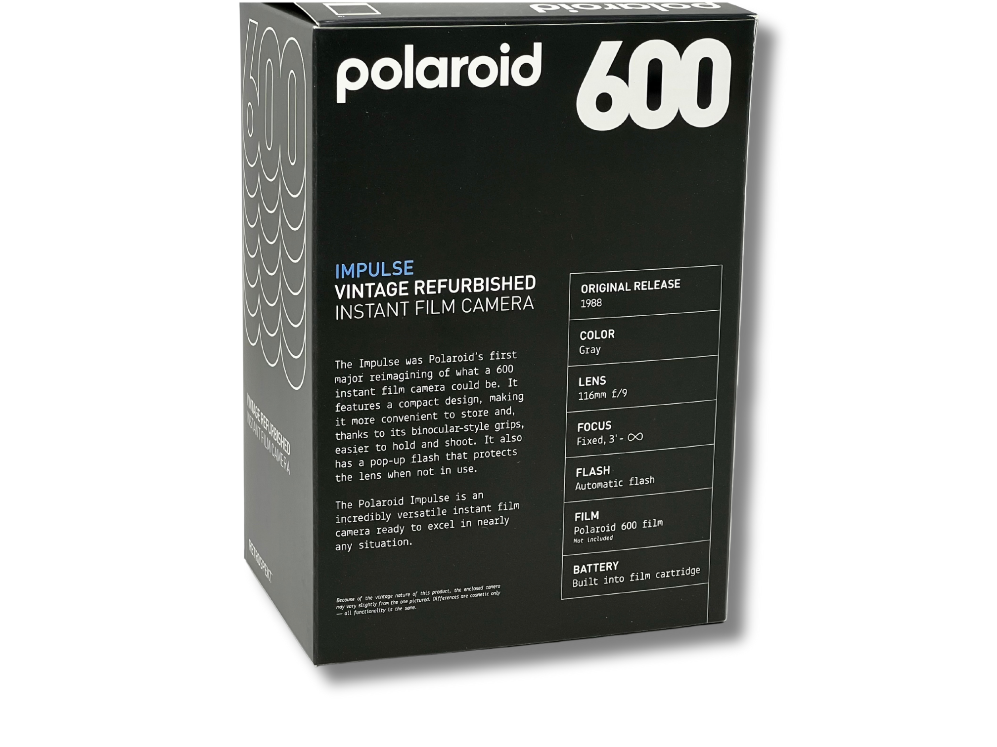 Polaroid 600 Impulse Instant Camera - Refurbished Vintage Camera - boxed, back