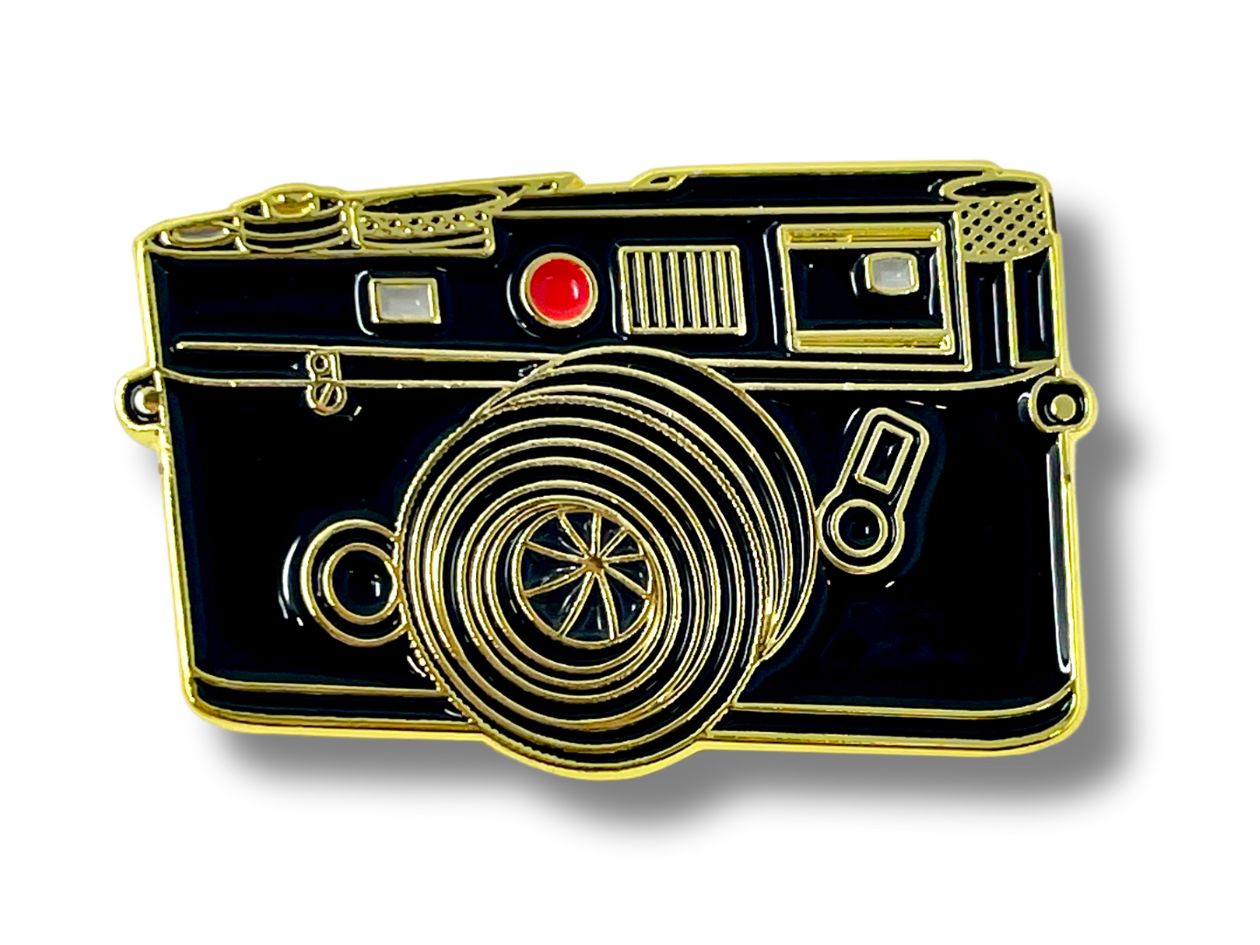 Rangefinder Film Camera - Enamel Pin - Gold