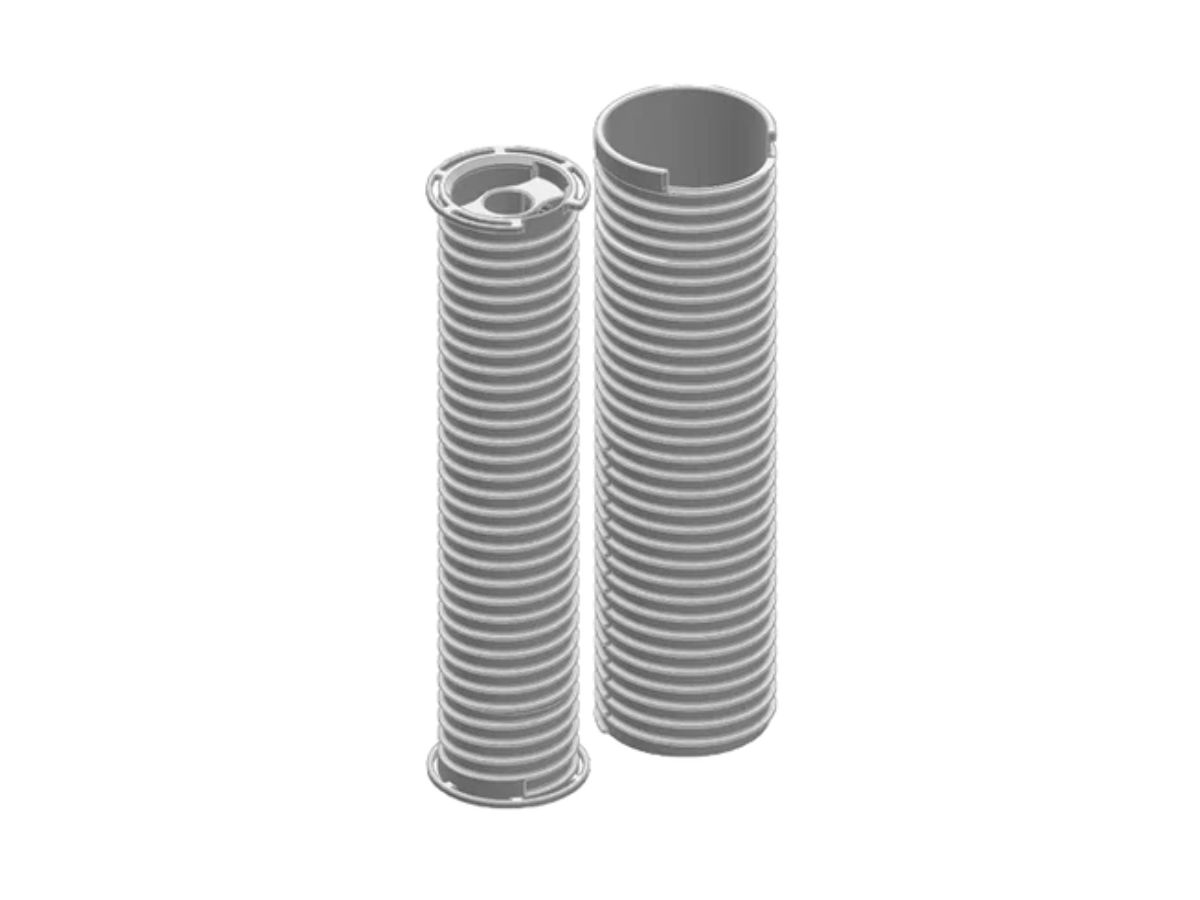 Two cylindrical reels on a white background