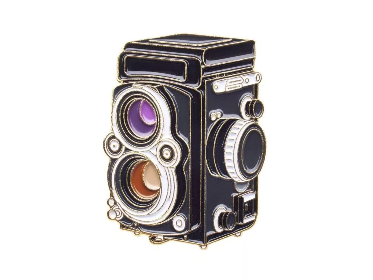 TLR Film Camera - Enamel Pin - Analogue Wonderland - Gold