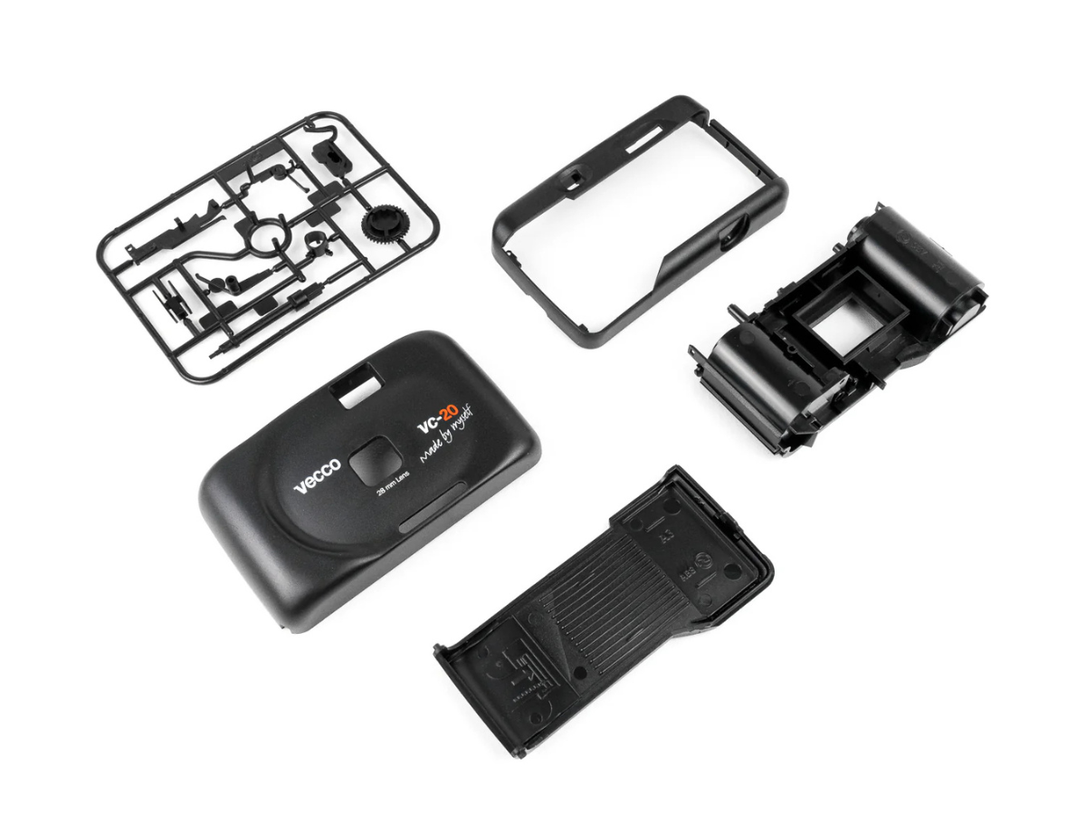 Set of camera interior parts on a white background